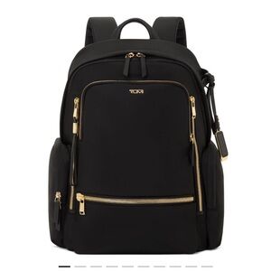 Tumi Black Backpack with Gold Details